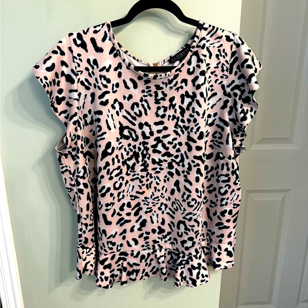 Eloquii Flutter Sleeve Animal Print Top 20